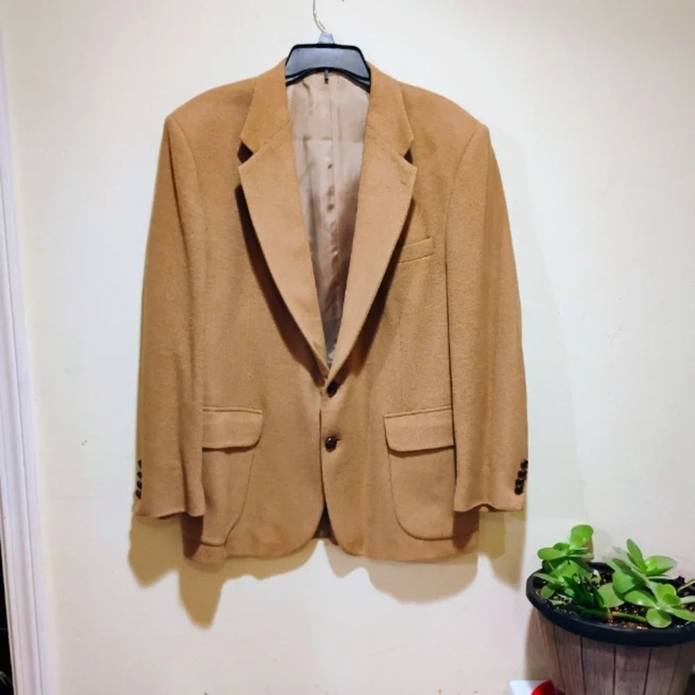 Stafford Vintage Camel Wool Blend Blazer Suit Jacket. Size 44 R​​​